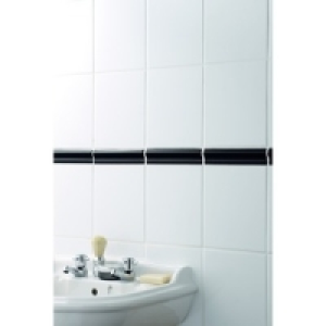 Wickes Black Gloss Ceramic Wide Rail Border Tile 200x50mm