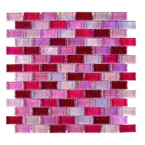 Wickes Pearl & Pink Hammered Glass Mosaic Tile Sheet 308x330 £22.49
