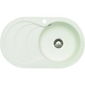 Wickes Asterite Oval Single Bowl Kitchen Sink White