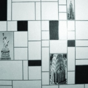 Contour NYC Tile Kitchen & Bathroom Wallpaper Black/White 10 &pound;14.99