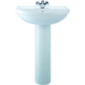 Wickes  Wickes Fiji Round Basin with Full Pedestal 600mm