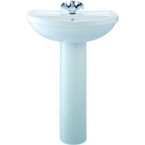 Wickes Fiji Compact Basin with Full Pedestal 600mm