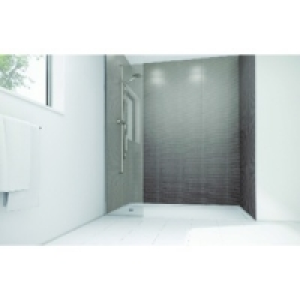Wickes Grey Cotton Gloss Laminate Panel 2400x900mm SQ