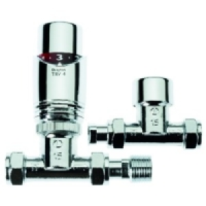 Drayton TRV4 Chrome Straight TRV & Lockshield Valve 15mm £39.99