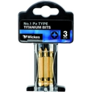 Wickes Titanium Screwdriver Bit Pozi No1 50mm Pack 3 £3.59
