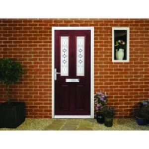 Wickes Malton Composite Door Rosewood 2 Panel 2085x840mm Rig