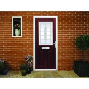 Wickes Avon Composite Door Rosewood 2 Panel 2085x840mm Left