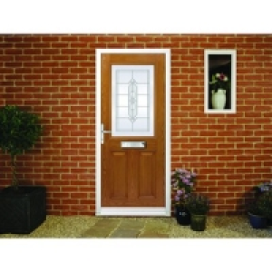 Wickes Avon Composite Door Oak 2 Panel 2085x880mm Right Open