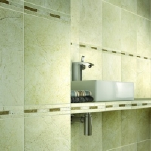 Wickes Crema Marfil Beige Satin Ceramic Border Tile 300x50mm