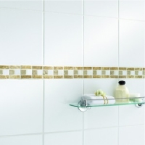Wickes Mocha Matt Travertine Border Tile 58x305mm