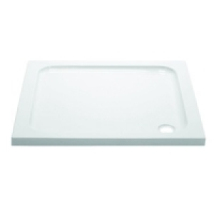 Wickes Square Slimline Cast Stone Shower Tray White 760mm £54.99