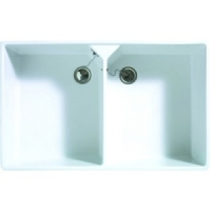 Wickes Double Bowl Butler Ceramic Sink White