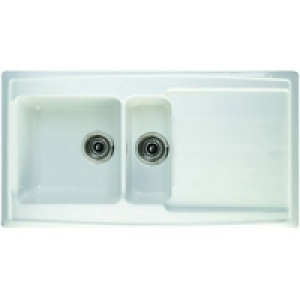 Wickes Contemporary 1.5 Bowl Ceramic Sink White