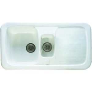 Wickes Farmhouse White 1.5 Bowl Ceramic Sink White