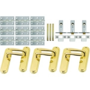 Wickes Tuscany Latch Handle Brass 3 Pack