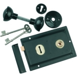 Wickes Rim Lock with Handle Black 105x152mm