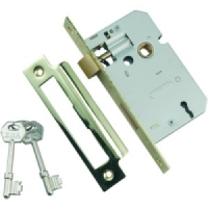 Wickes 3 Lever Mortice Sashlock Brass 64mm