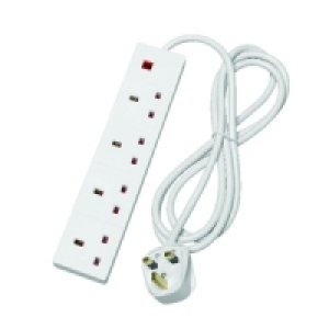 SMJ 4 Way 13 Amp Trailing Socket 2 Meter Neon