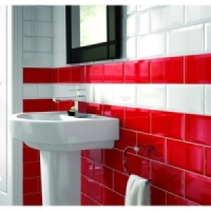 Wickes Bevelled Edge Red Gloss Ceramic Wall Tile 200x100mm £9.49