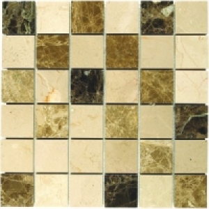 Wickes Emperador Beige & Dark Brown Polished Marble Mosaic T £25.90