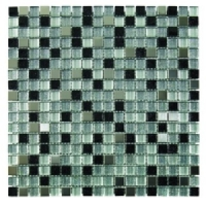 Wickes Glitter Black & Silver Gloss Glass & Metal Mix Mosaic £49.95