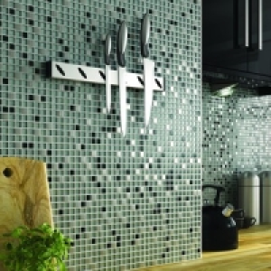 Wickes Glitter Black & White Glass Mix Mosaic Tile 308x330mm