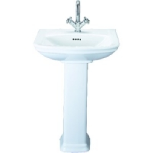 Wickes Belize 2 Tap Hole Basin with Full Pedestal 600mm