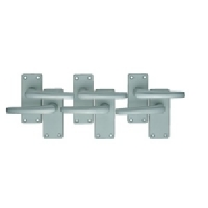 Wickes Contract Straight Latch Handle Set Satin Aluminium 3  £15.19