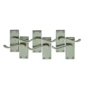 Wickes York Victorian Scroll Latch Handle Set Satin Nickel F £19.99