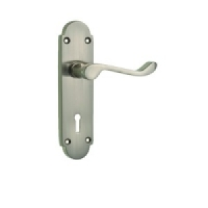 Wickes Cuba Victorian Shaped Lock Handle Satin Nickel Finish