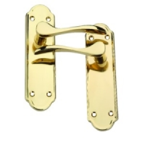Wickes Romano Latch Handle Polished Brass Finish
