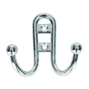 Wickes 2 Prong Hat and Coat Hook Ball End Chrome Plated &pound;3.99