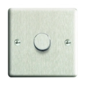 Wickes Dimmer Switch 1 Gang 2 Way 400W Brushed Steel Raised  &pound;10.79