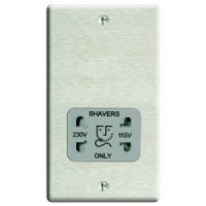 Wickes Dual Voltage Shaver Socket 2 Gang Brushed Steel Raise £13.59