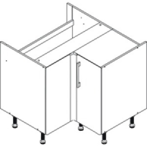 Wickes Costa Rica L-Corner Base Unit Gloss Cream 925mm