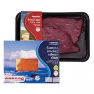 SuperValu Beef Frying Steak, Scottish Smoked Salmon