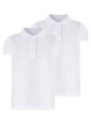 Asda George 15 - 16 yrs School Girls 2PK White Scallop Polo Shirts