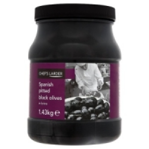 Chefs Larder Spanish Pitted Black Olives in Brine 1.43kg