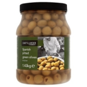 Chefs Larder Spanish Pitted Green Olives in Brine 1.43kg