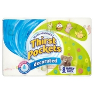 Thirst Pockets Decorated Family Pack 8 Rolls