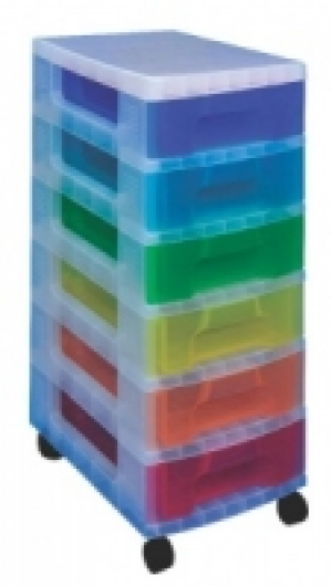 Really Useful 6 Drawer Clear Frame Rainbow 7 Litre