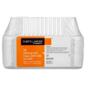 Chefs Larder 35 Oblong Foil Trays with Lids 197mm