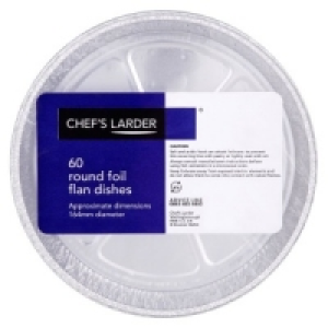 Chefs Larder 60 Round Foil Flan Dishes 164mm