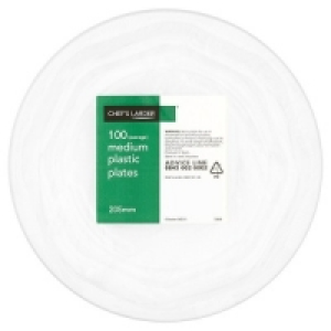 Chefs Larder 100 Medium Plastic Plates 205mm