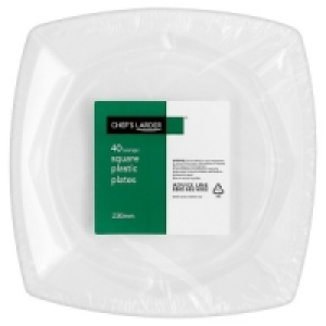 Chefs Larder 40 Square White Plastic Plates 230mm