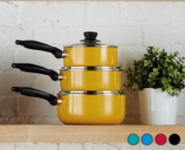 3 Piece Coloured Saucepan Set