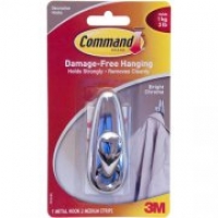 Partridges 3m 3M Bright Chrome Metal Hook With Command Strips