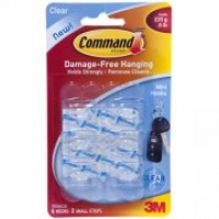 Partridges 3m 3M Clear Hooks With Command Strips (Pack of 6)