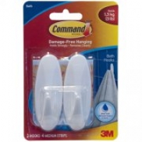 Partridges 3m 3M Bath Hooks With Command Strips (Pack of 2)