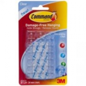 3M Clear Clips With Command Strips (Pack of 20)